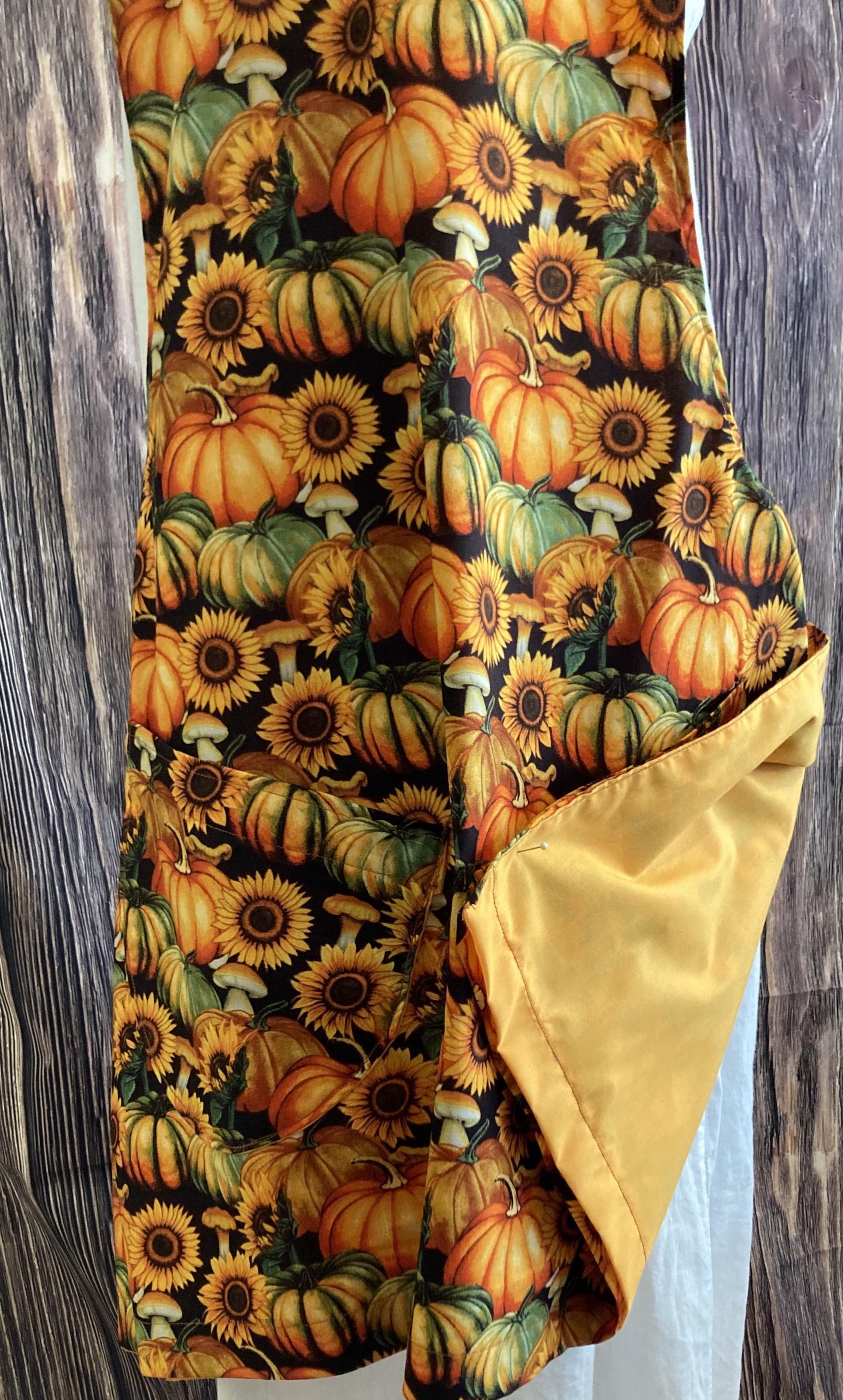 FALL HARVEST PUMPKINS on Black Background Reversible Cross Back Apron
