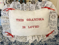 Grandma pillow embroidered in red