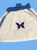 Blue Butterfly embroidered on cotton towel hanging