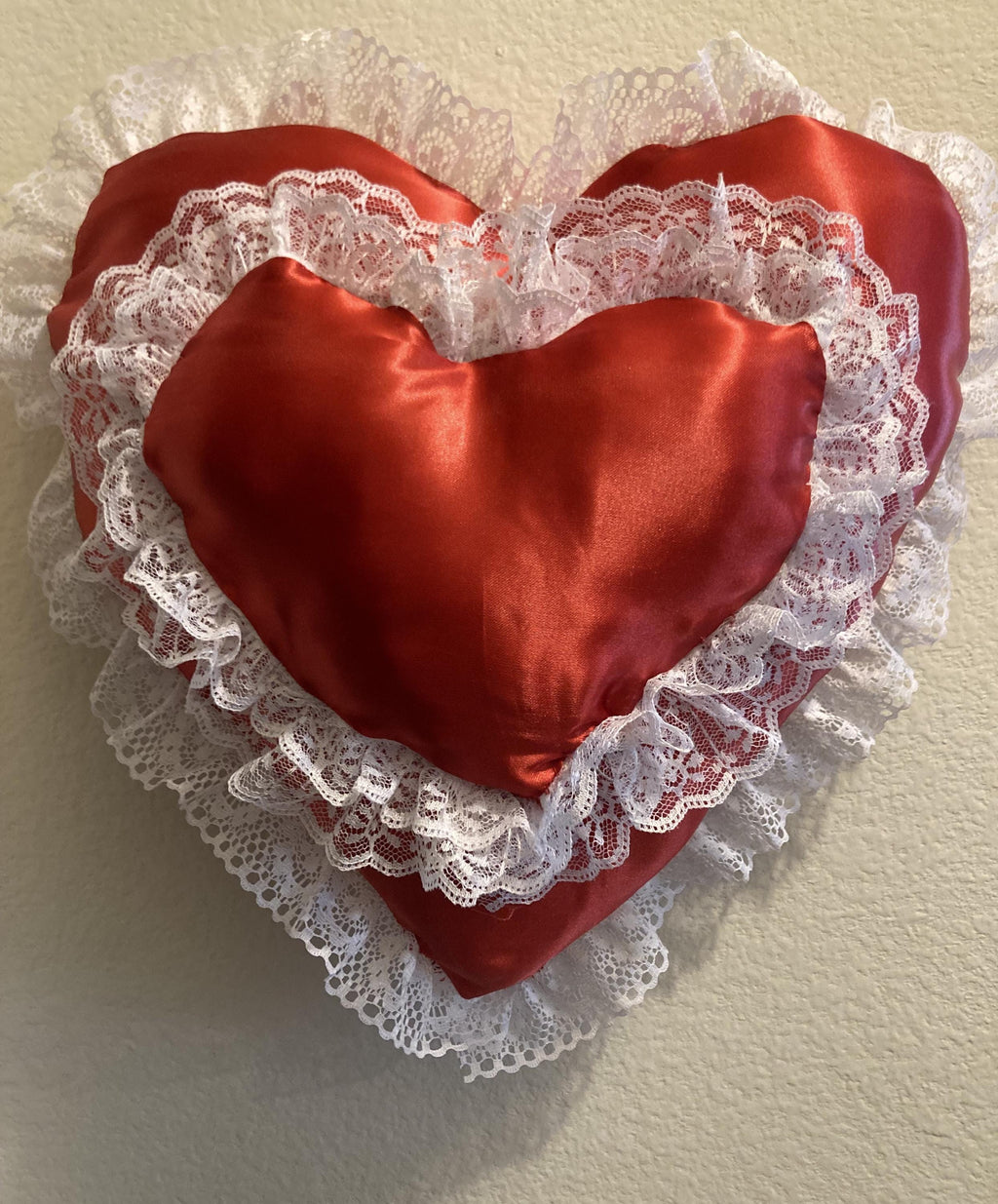 RED HEART PILLOWS Saying I Love You for Valentine's Day