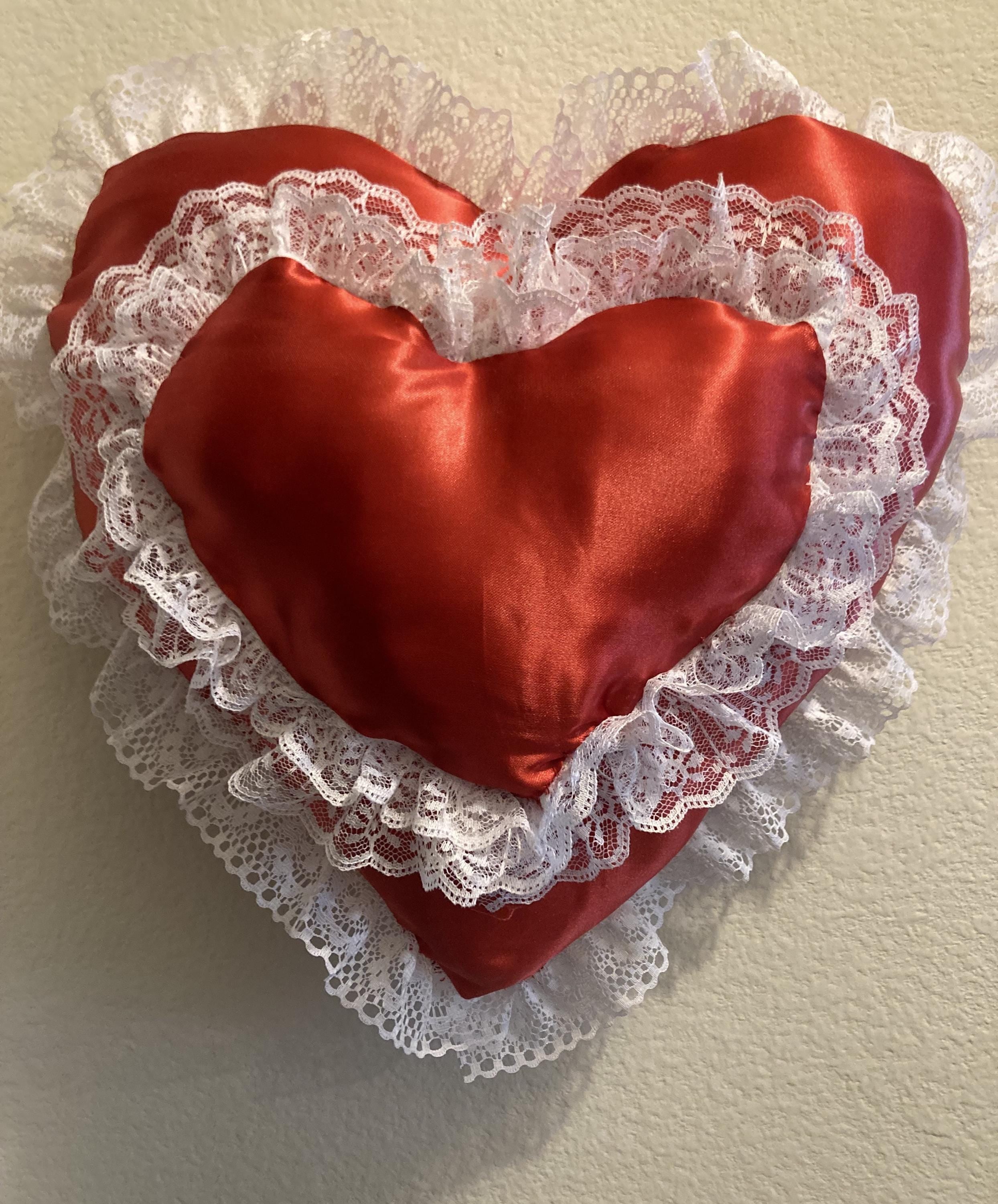 RED HEART PILLOWS Saying I Love You for Valentine's Day