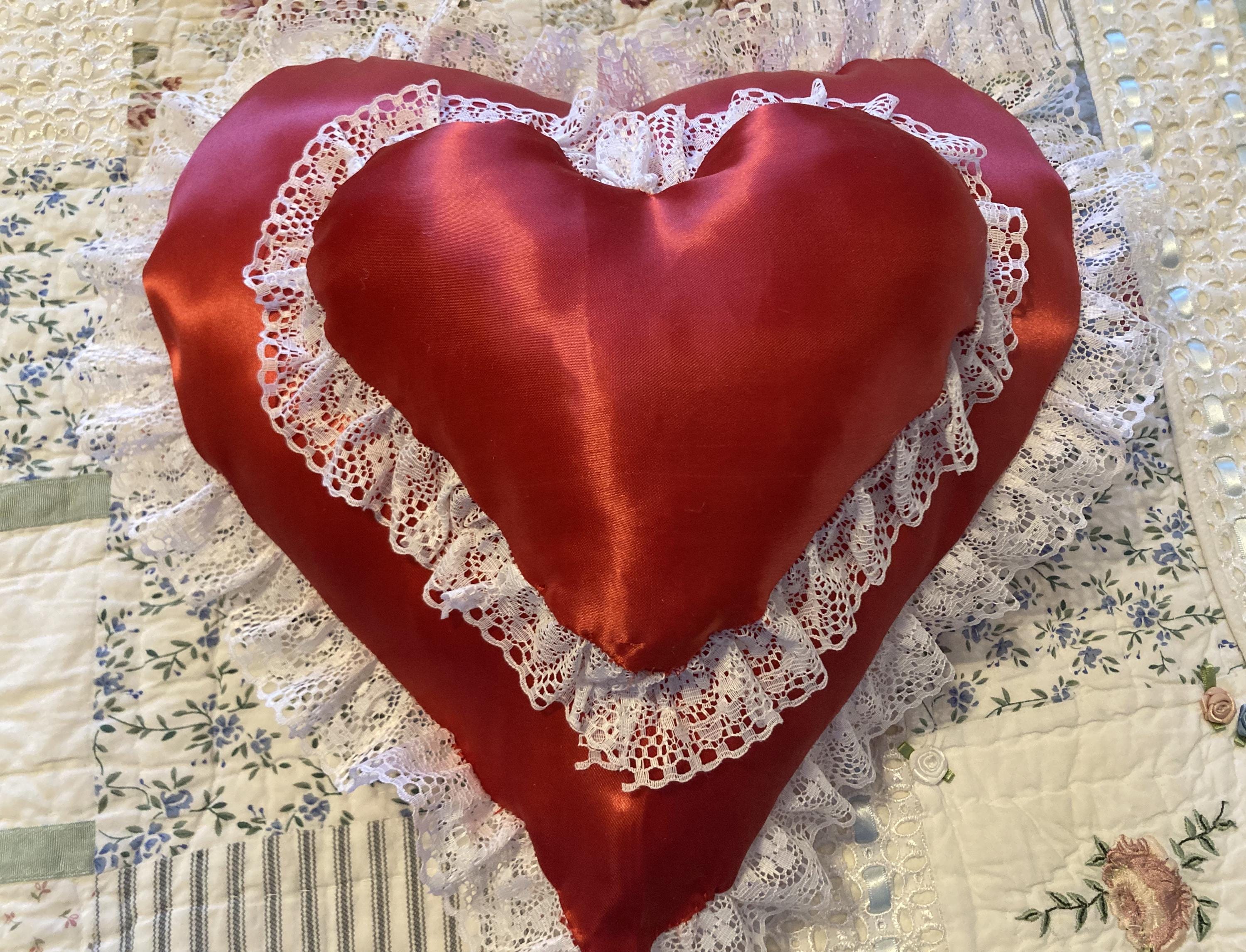 RED HEART PILLOWS Saying I Love You for Valentine's Day