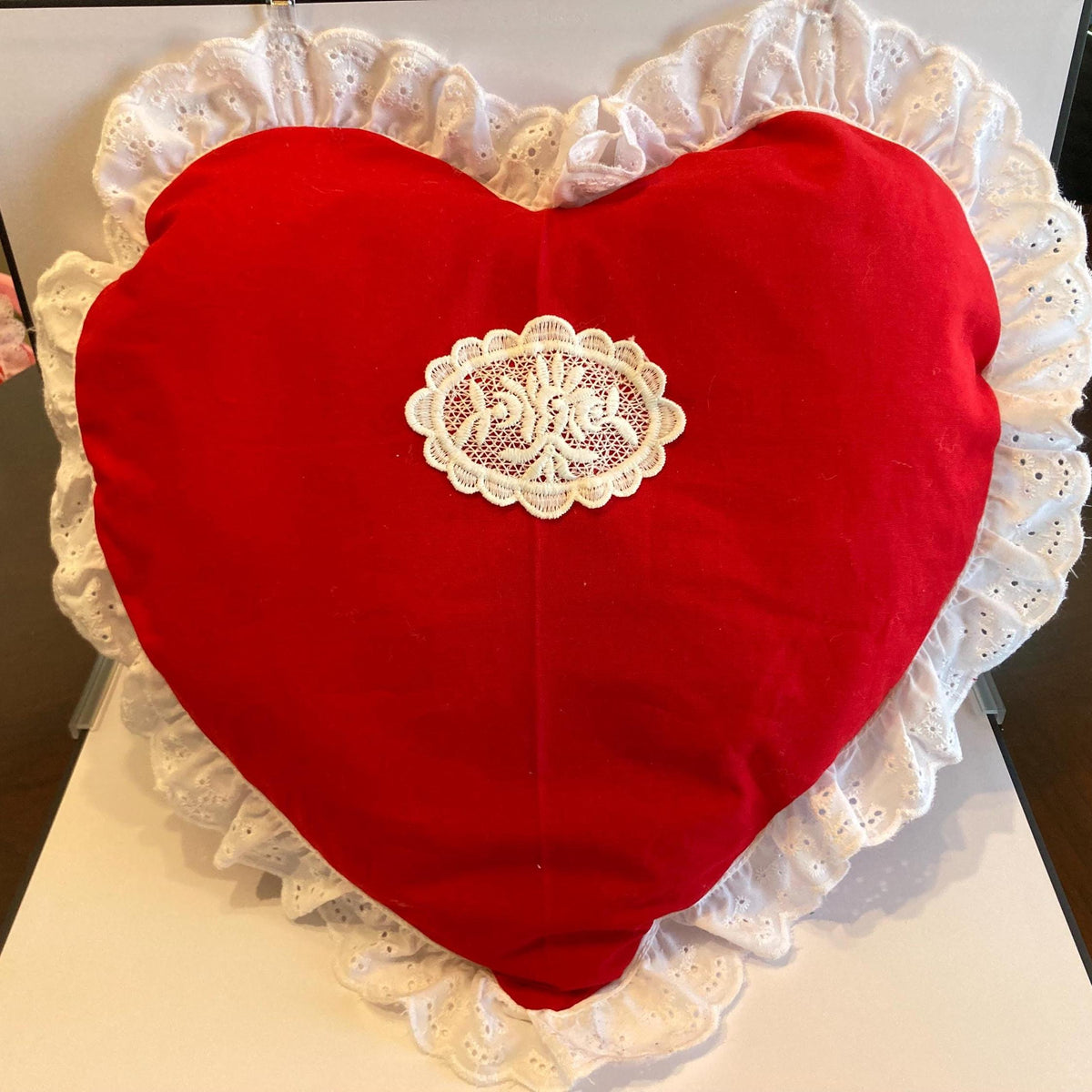 RED HEART PILLOWS Saying I Love You for Valentine Day