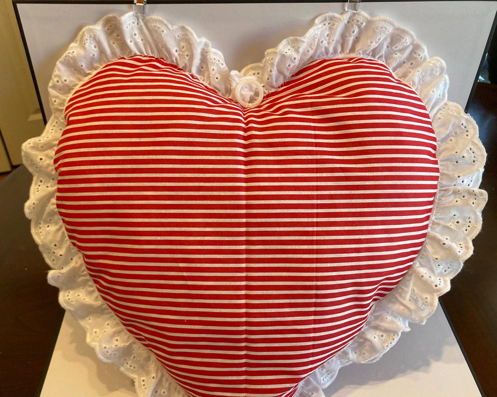 RED & WHITE STRIPED Heart Pillows for Valentine Day or All Year
