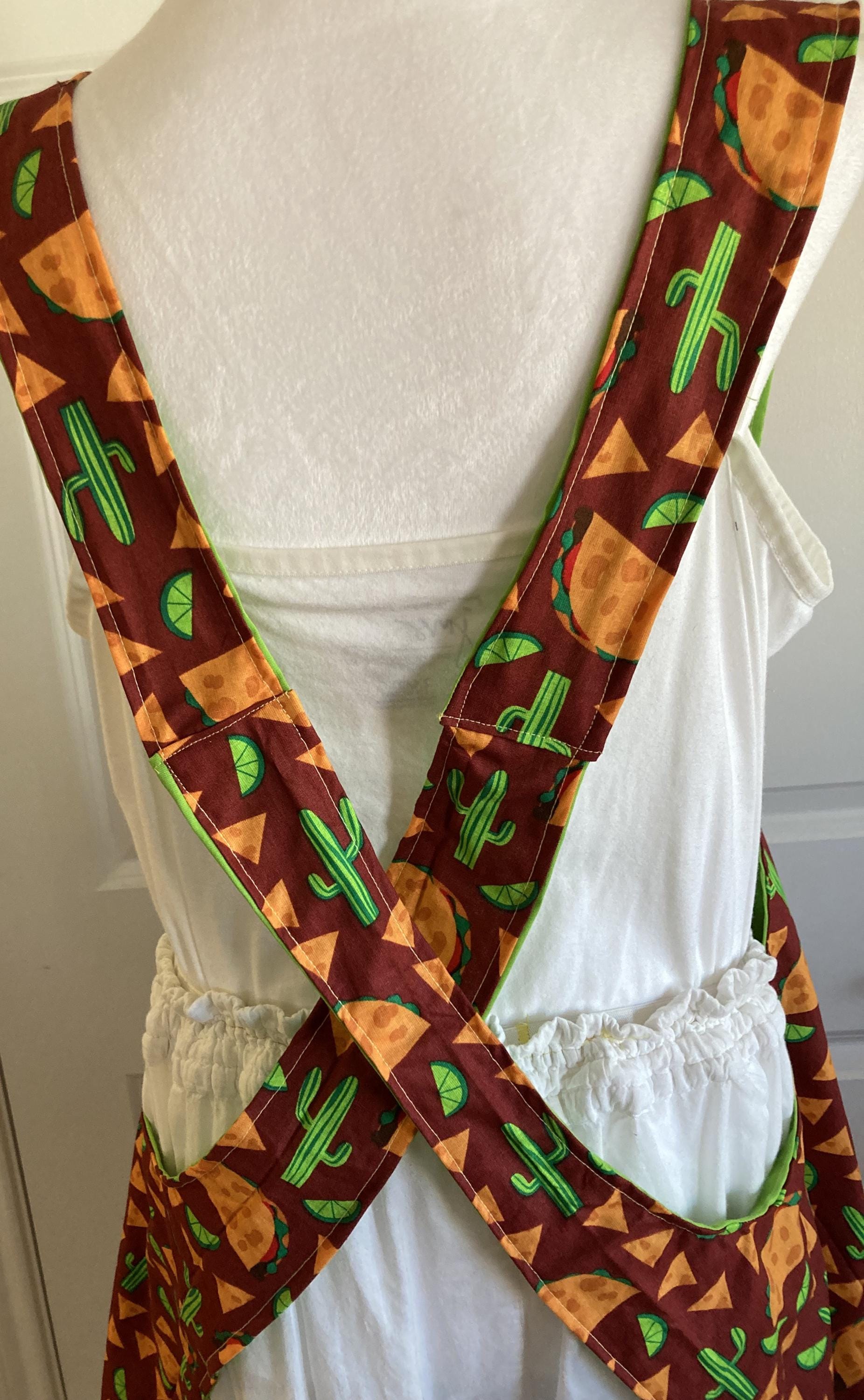 TACOS AND CACTUS Fabric Cross Back Aprons for the Cook