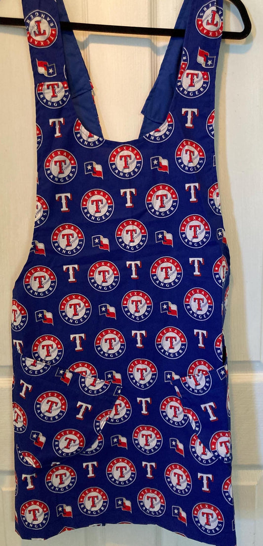 Texas Rangers Reversible Cotton Apron, Tailgating BBQ Wear, Cross back apron