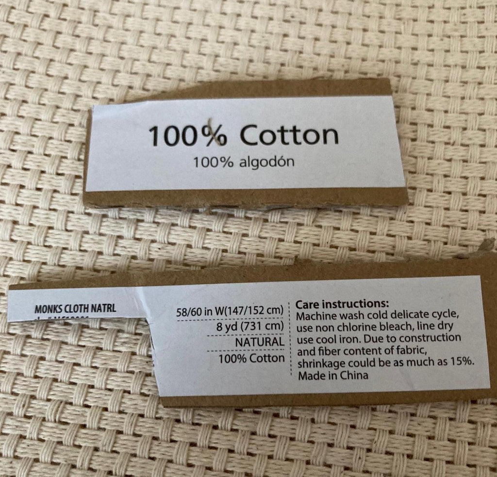 MONKS CLOTH NATURAL 100% Cotton for punch needle work 1 yard piece