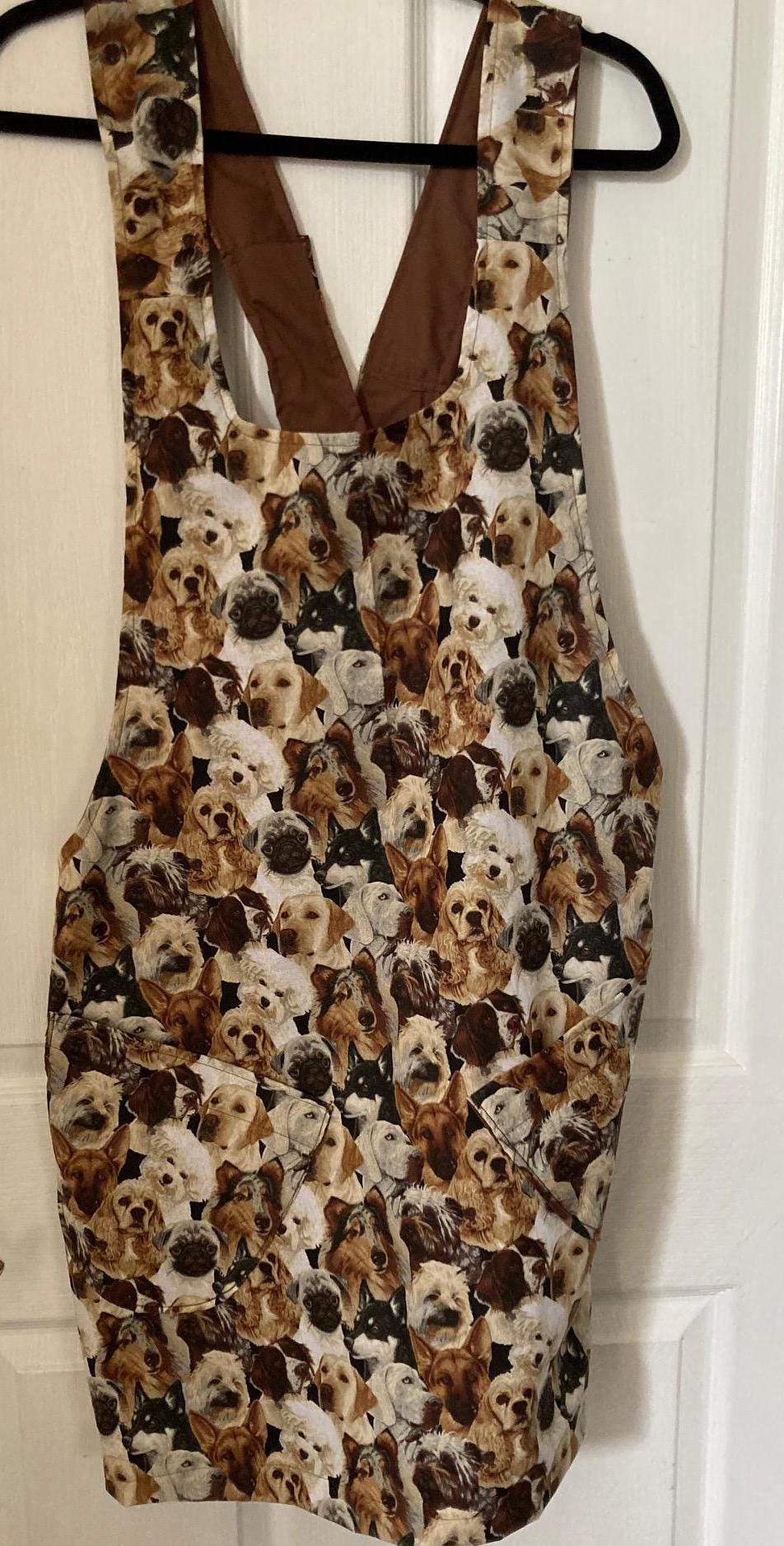 HERE COME DOGS on Reversible Cross Back Apron