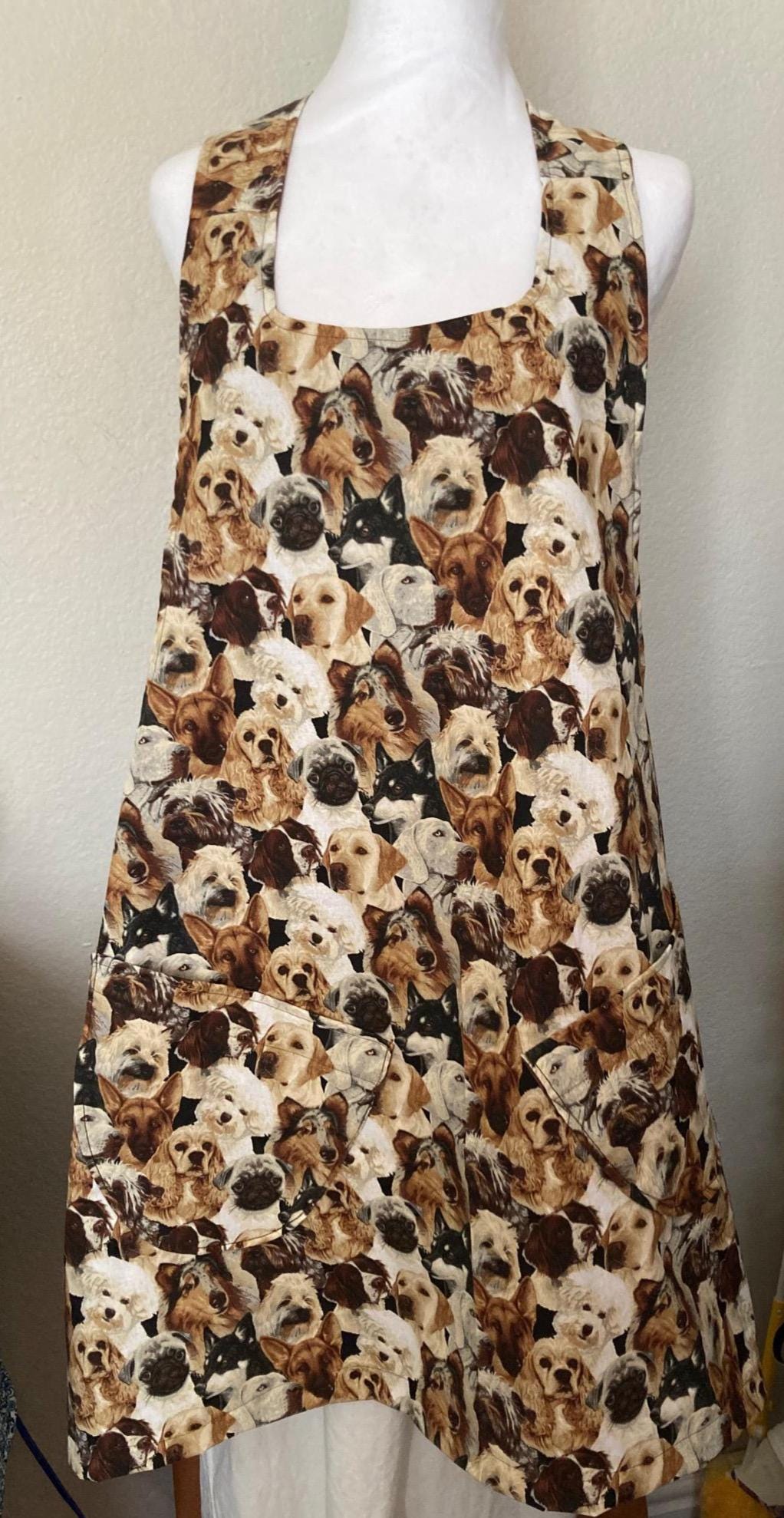 HERE COME DOGS on Reversible Cross Back Apron
