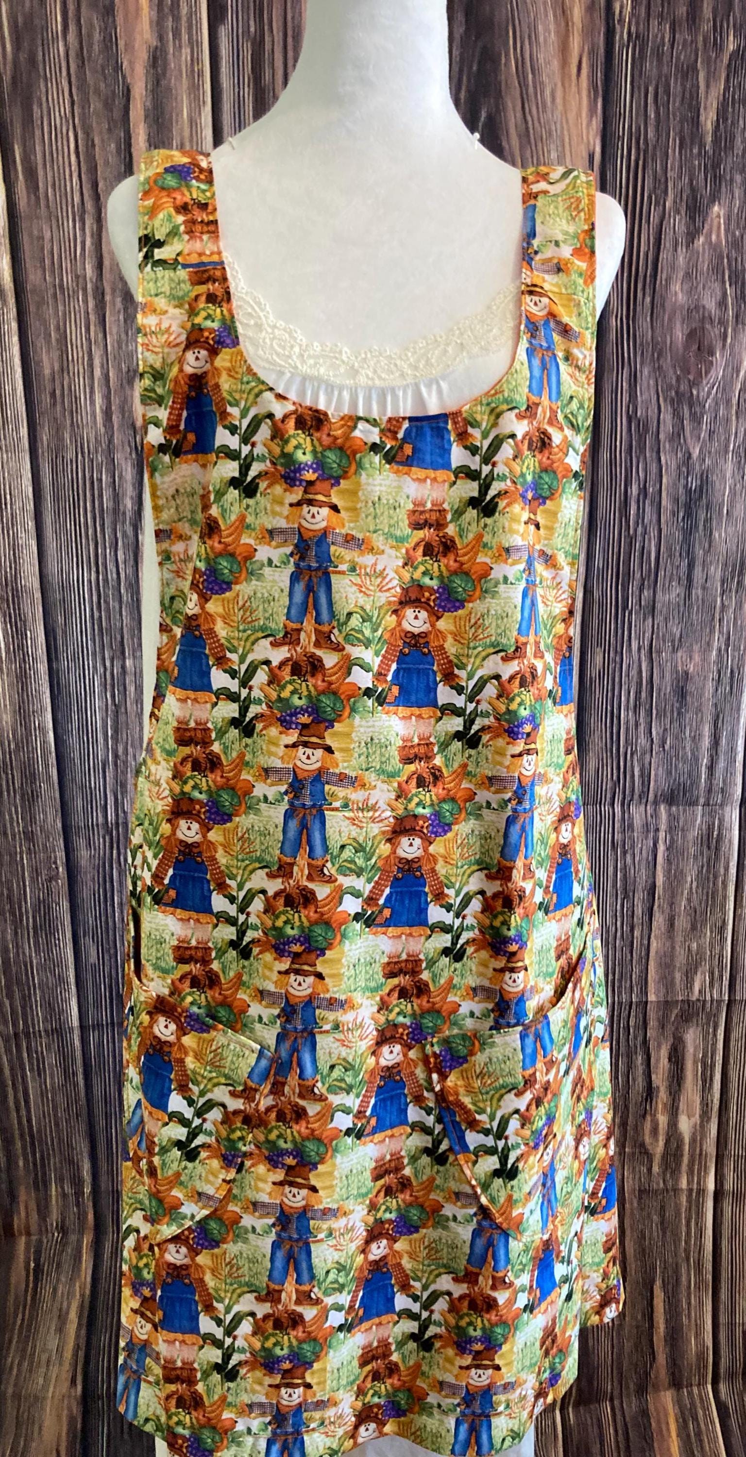 MR., MRS. SCARECROW with Harvest Flora on a Reversible Cross back Arpon