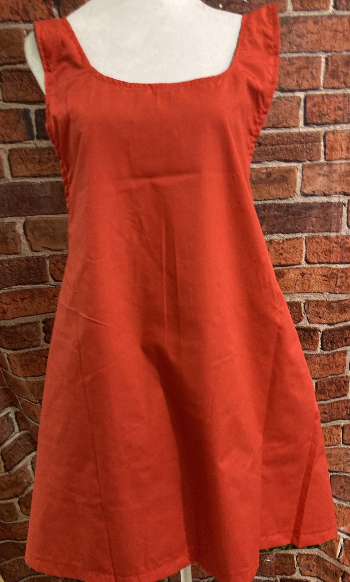 HOLLY LEAVES BERRIES Handmade Apron, Green and Red, Reversible Cross Back Apron.