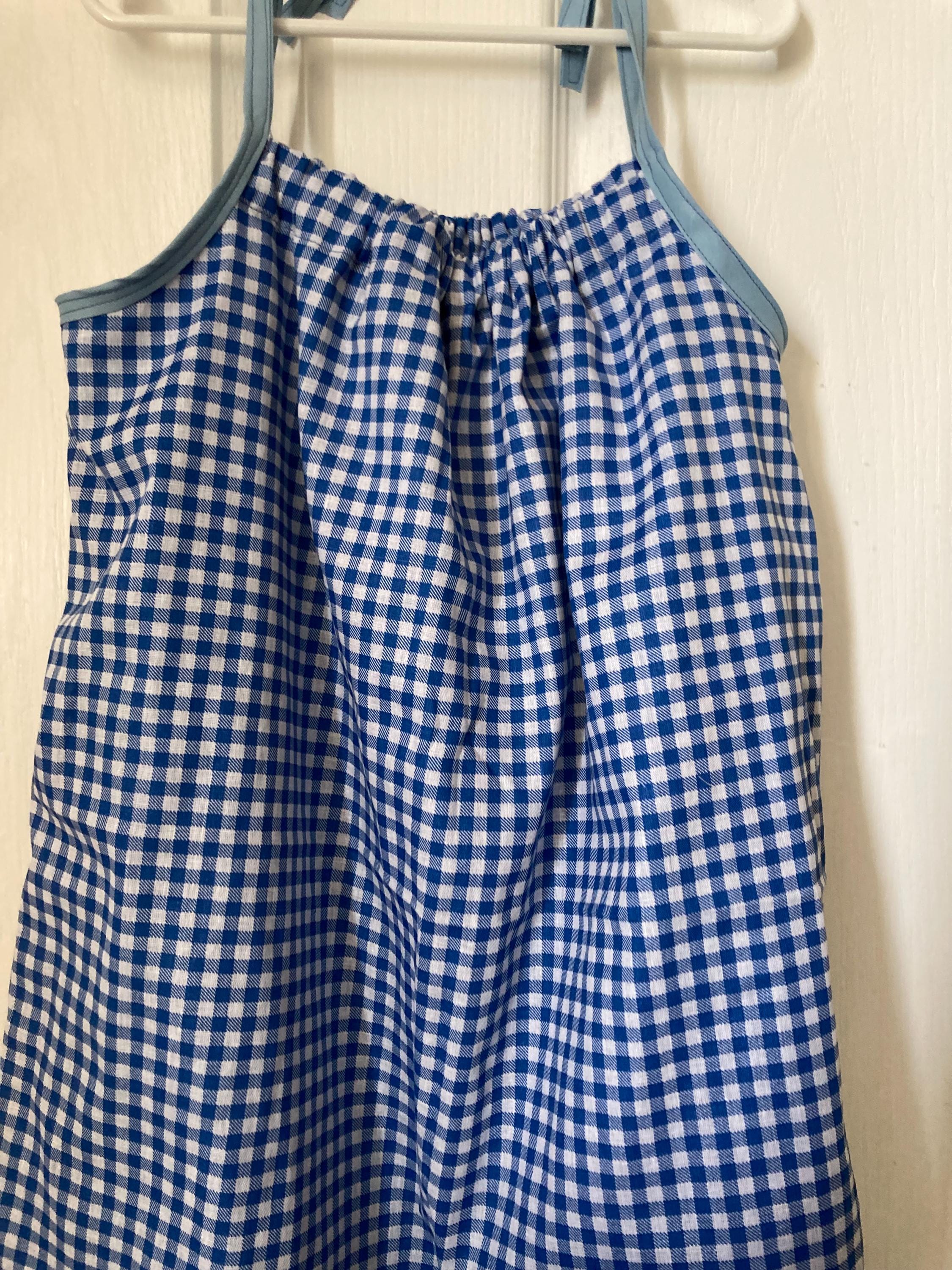 BLUE GINGHAM REVERSIBLE Pillowcase Dress for Girls