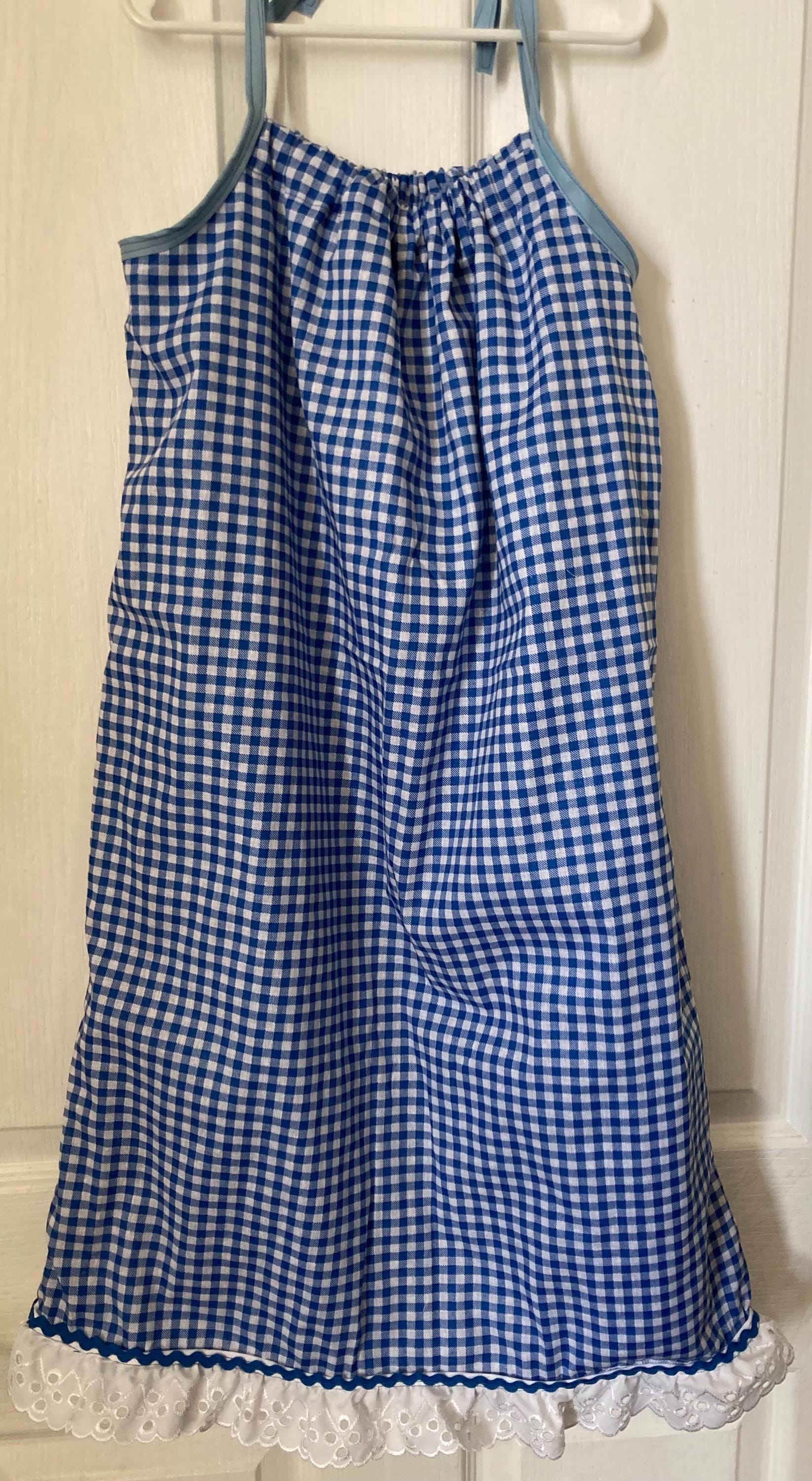 BLUE GINGHAM REVERSIBLE Pillowcase Dress for Girls