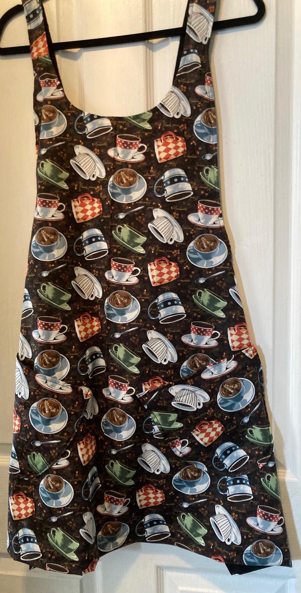 Handmade Cup of Coffee Time in a Reversible Cross Back Apron