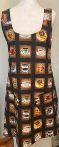 Handmade Cup of Coffee Time in a Reversible Cross Back Apron