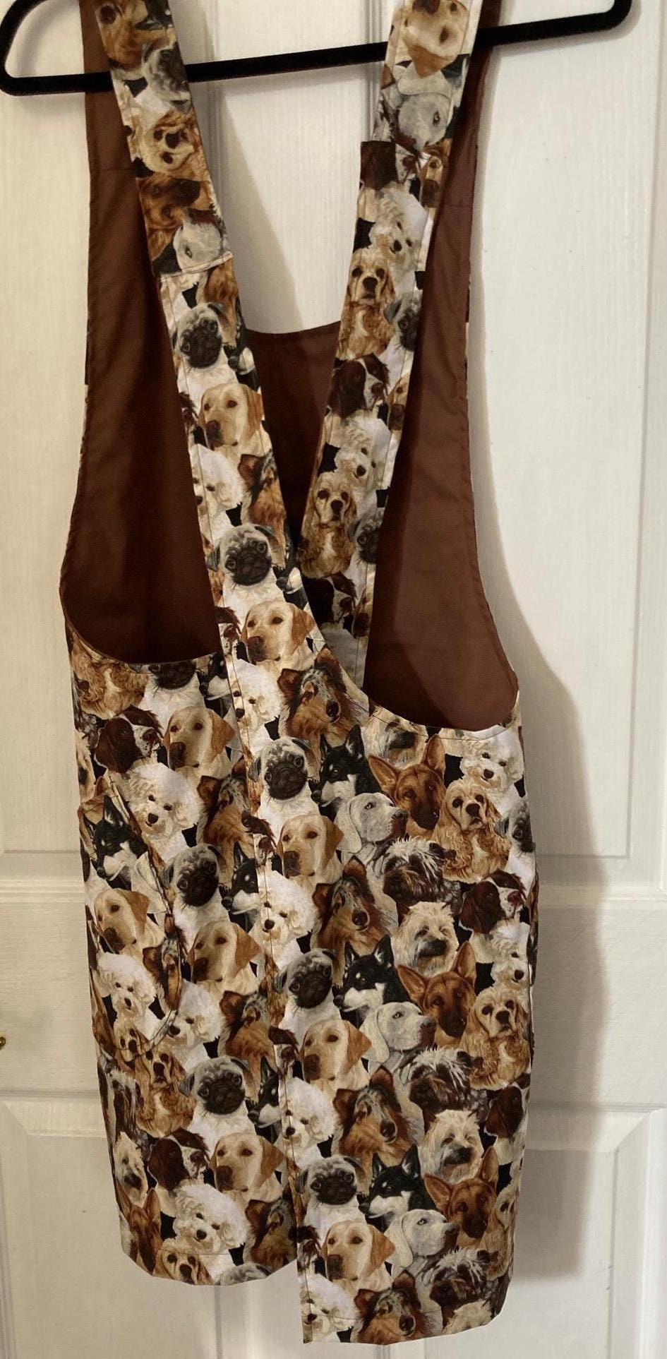 HERE COME DOGS on Reversible Cross Back Apron