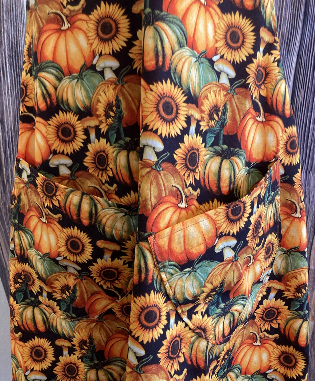 FALL HARVEST PUMPKINS on Black Background Reversible Cross Back Apron