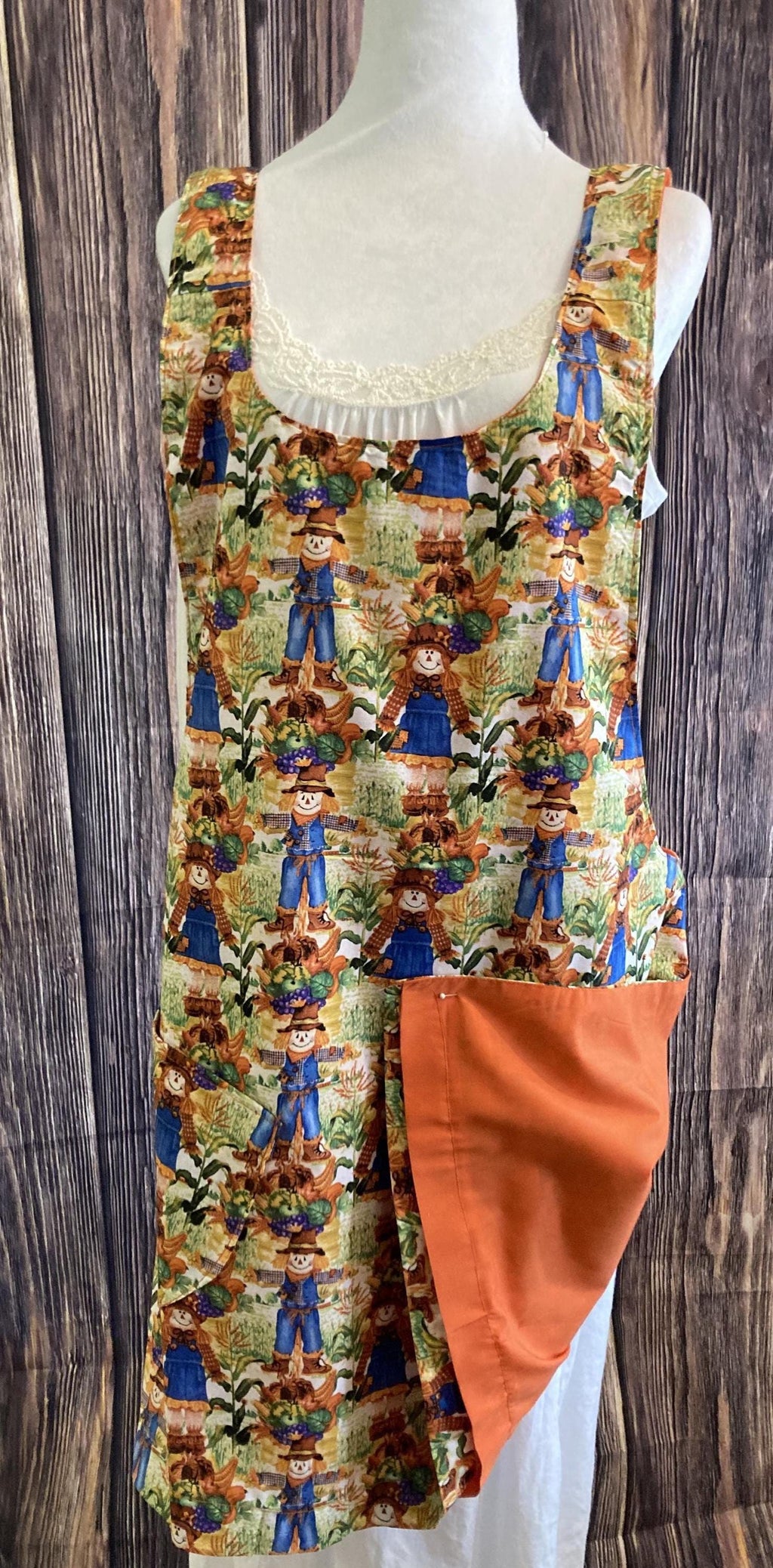 MR., MRS. SCARECROW with Harvest Flora on a Reversible Cross back Arpon