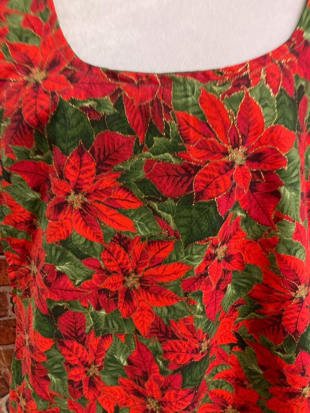 RED GLITTER POINSETTIAS Reversible Cross Back Apron