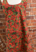 RED GLITTER POINSETTIAS Reversible Cross Back Apron