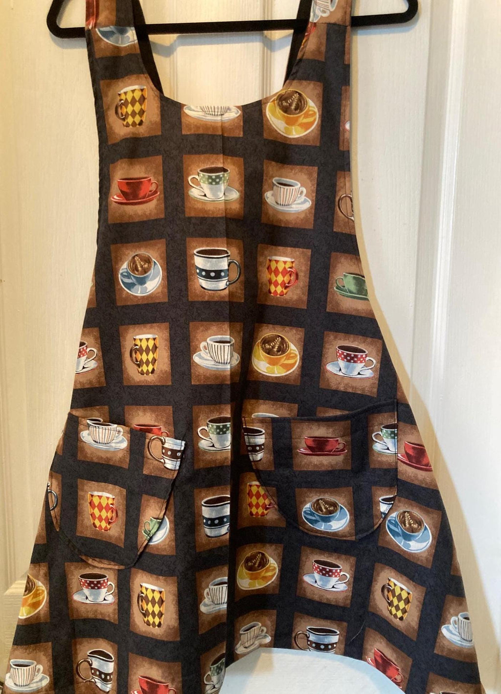 Handmade Cup of Coffee Time in a Reversible Cross Back Apron