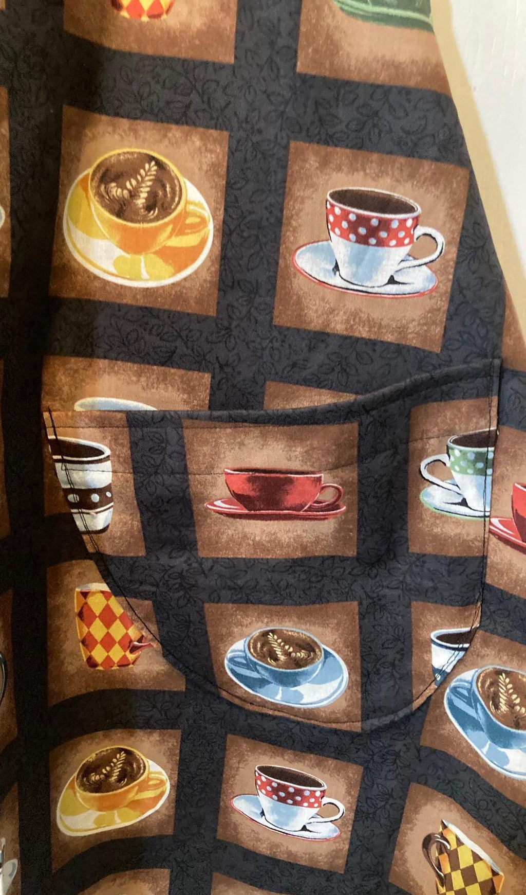 Handmade Cup of Coffee Time in a Reversible Cross Back Apron
