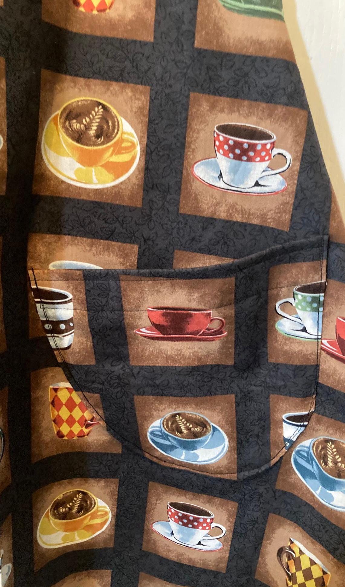 Handmade Cup of Coffee Time in a Reversible Cross Back Apron