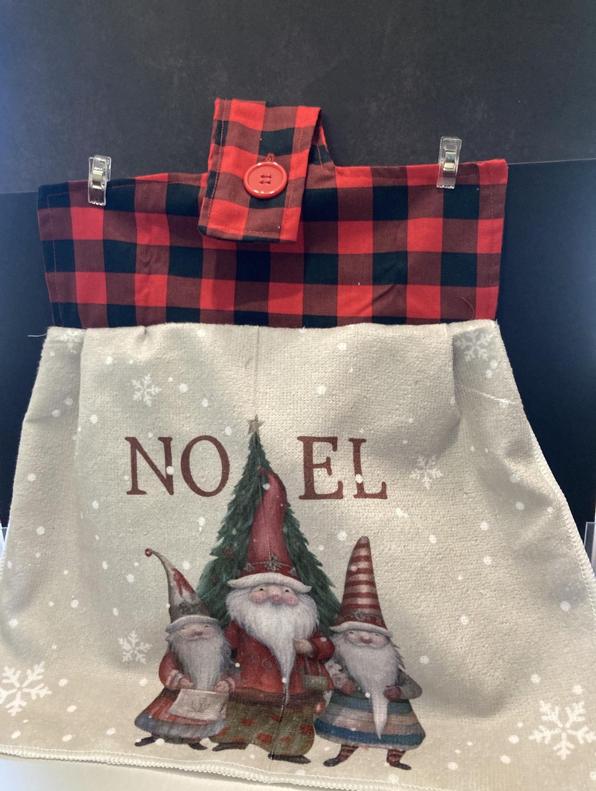 Hanging Towels Christmas with Red Black Plaid hanger top