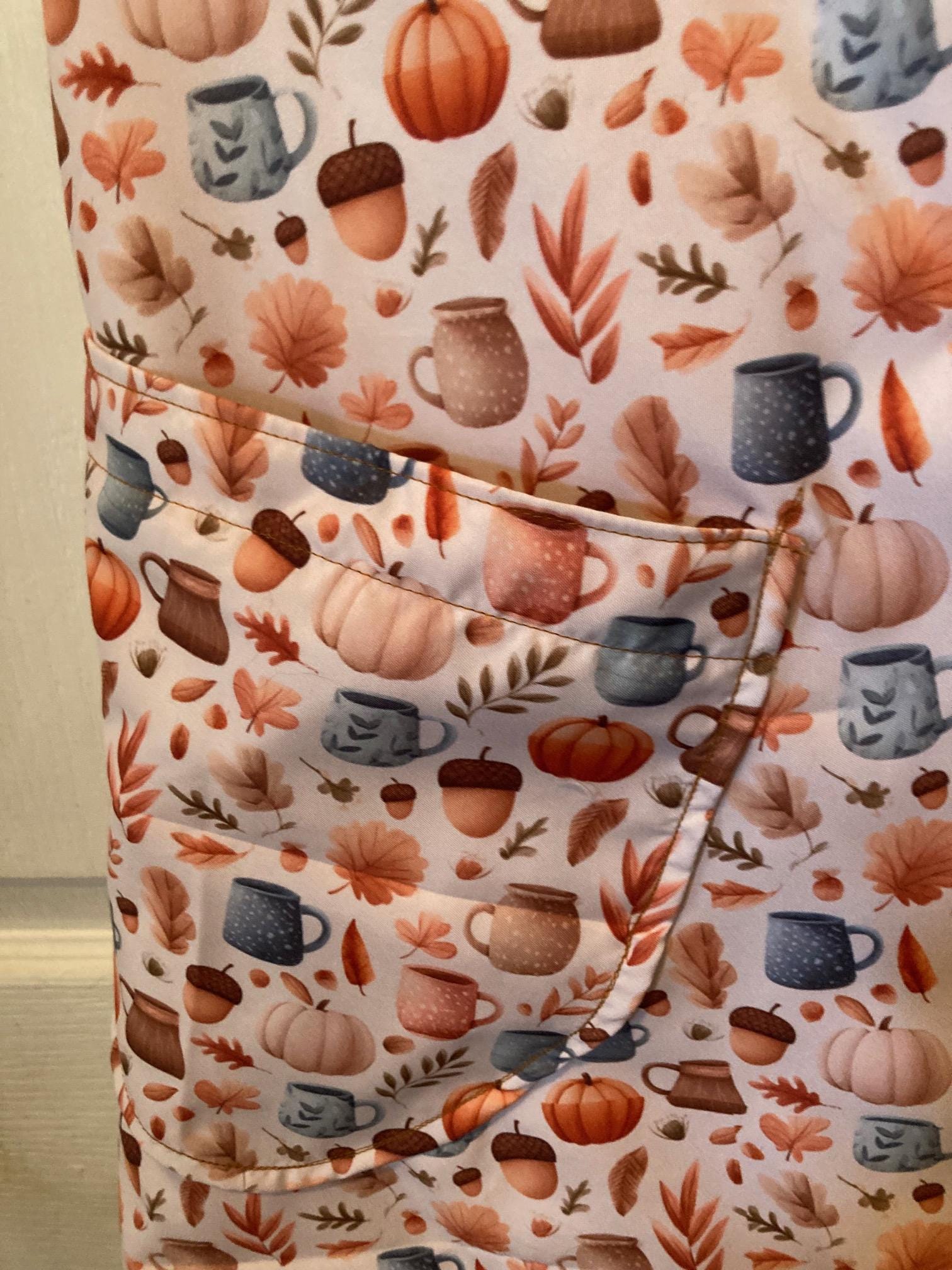 Handmade Harvest Time for Mug of Hot Drink Reversible Cross Back Apron