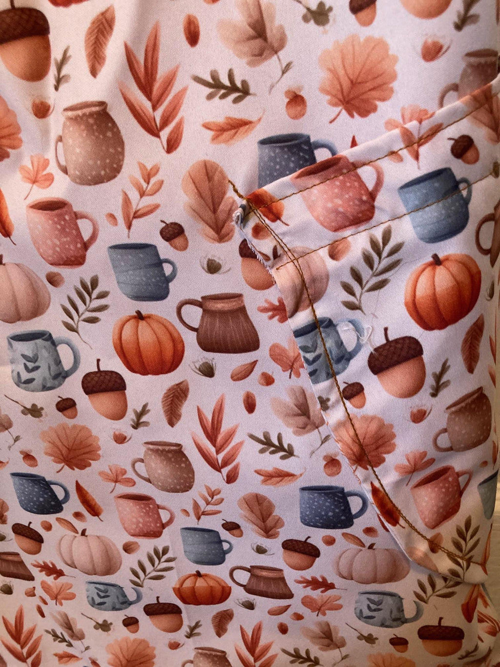Handmade Harvest Time for Mug of Hot Drink Reversible Cross Back Apron