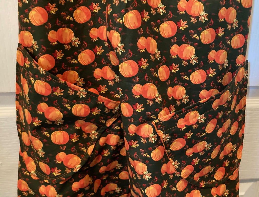 Pumpkins on Black Reversible Cross Back Apron