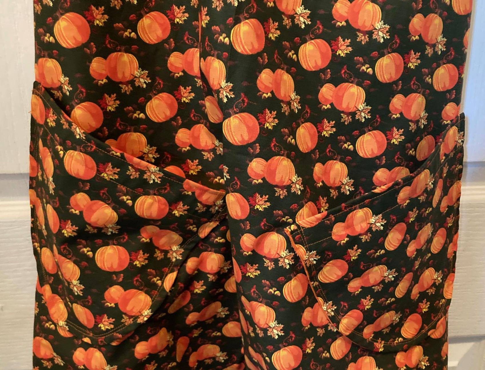 Pumpkins on Black Reversible Cross Back Apron