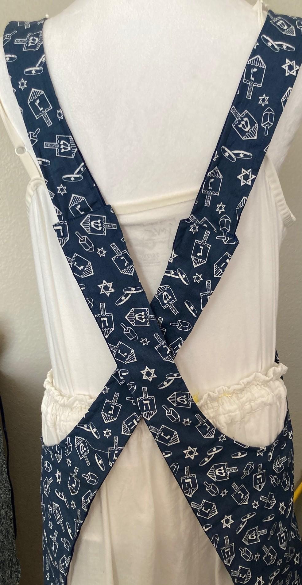 HANUKKAH DREIDELS on a Reversible Cross back Apron