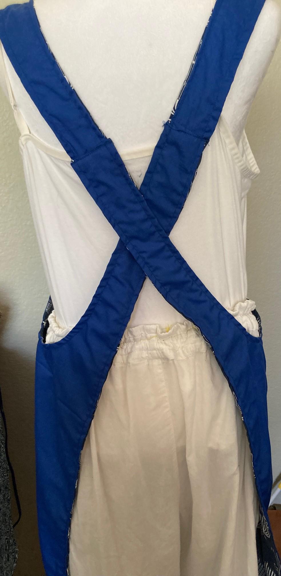 HANUKKAH MENORAHS on Reversible Cross Back Aprons Blue and White