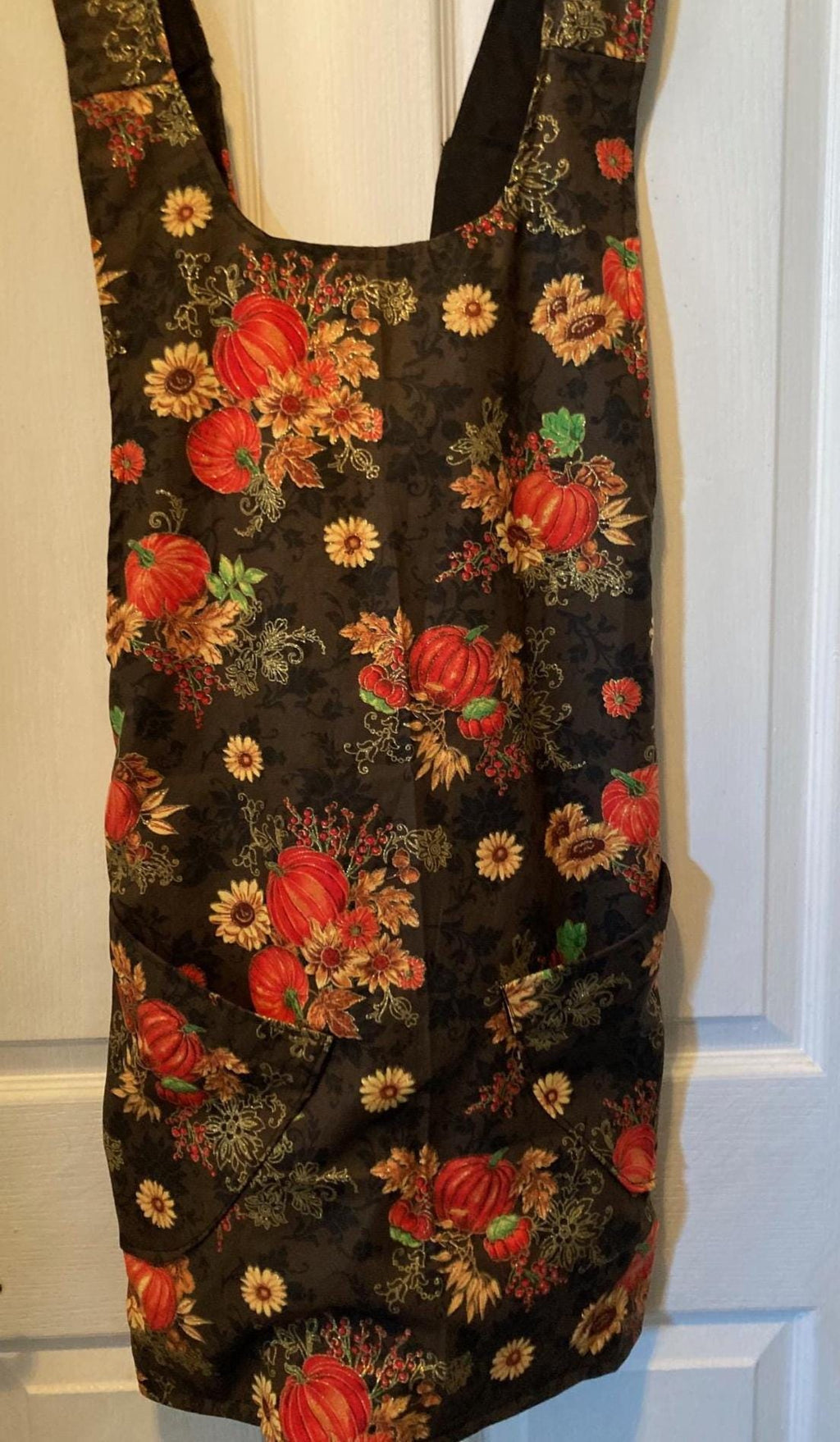Elegant Black Glittered Harvest Reversible Cross Back Apron