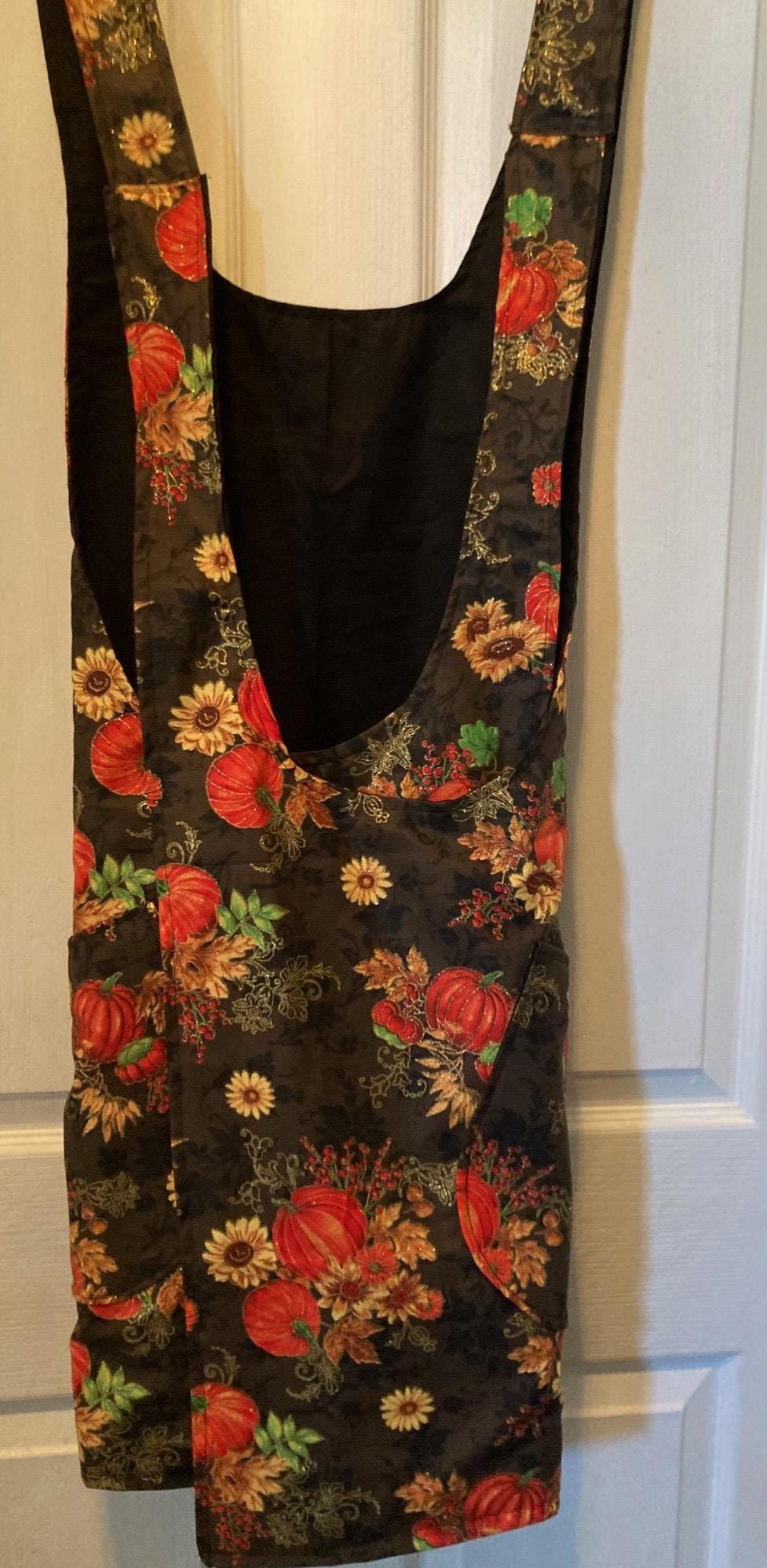 Elegant Black Glittered Harvest Reversible Cross Back Apron