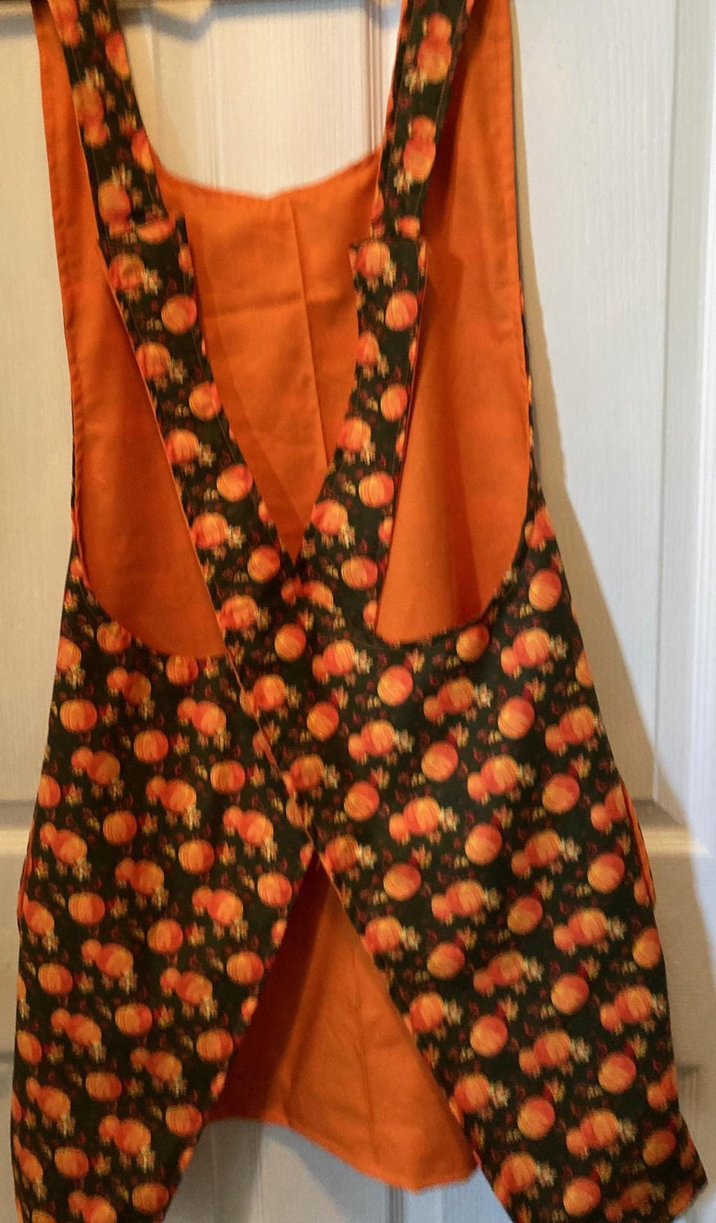 Pumpkins on Black Reversible Cross Back Apron