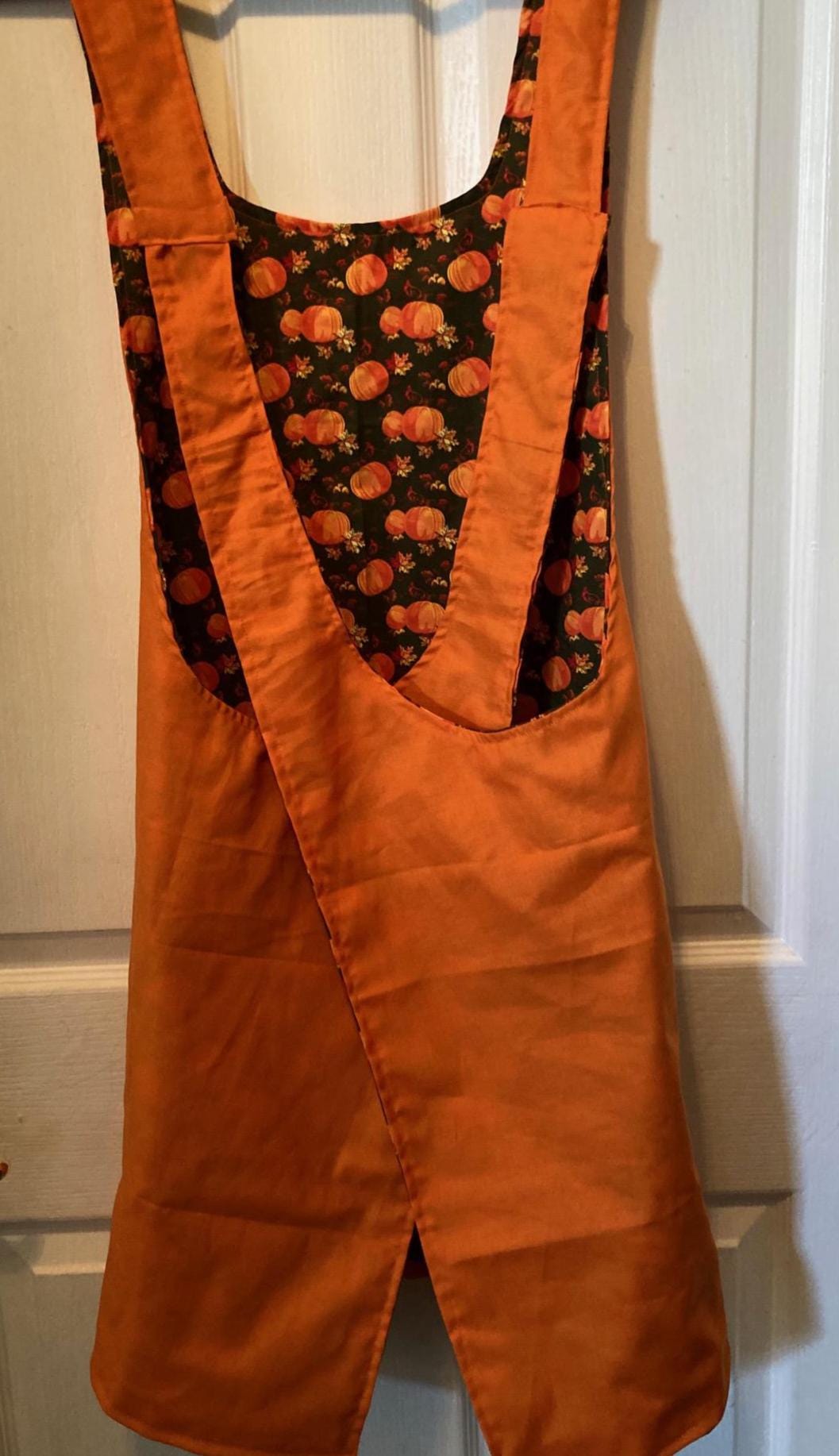 Pumpkins on Black Reversible Cross Back Apron