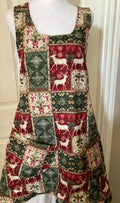 Handmade CHRISTMAS PATCHWORK REINDEERS on a Reversible Cross Back Apron as a Gift