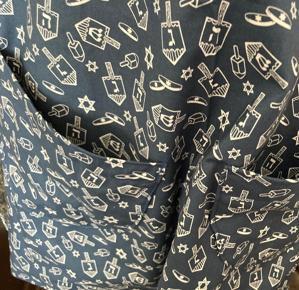 HANUKKAH DREIDELS on a Reversible Cross back Apron