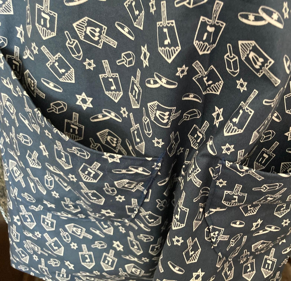 HANUKKAH DREIDELS on a Reversible Cross back Apron