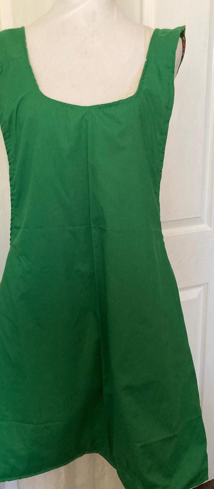 The Grinch Is in the House, Handmade reversible cross back apron, Yellow Grinch balloons,