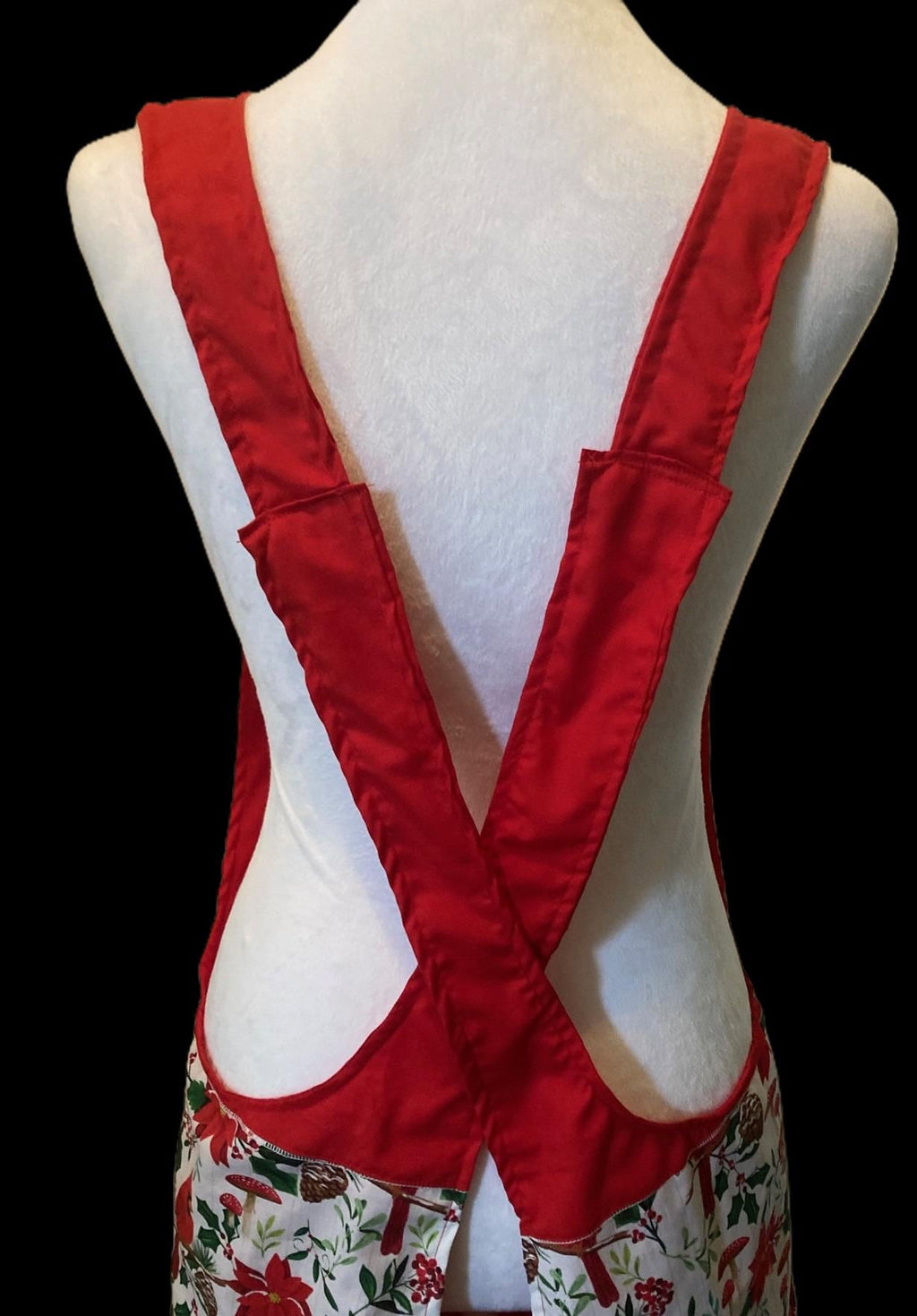 Red Christmas Cardinals, Handmade reversible Cross Back Apron,