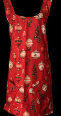 Soft lightweight Christmas apron, Classic ornaments on handmade apron, Reversible cross back style