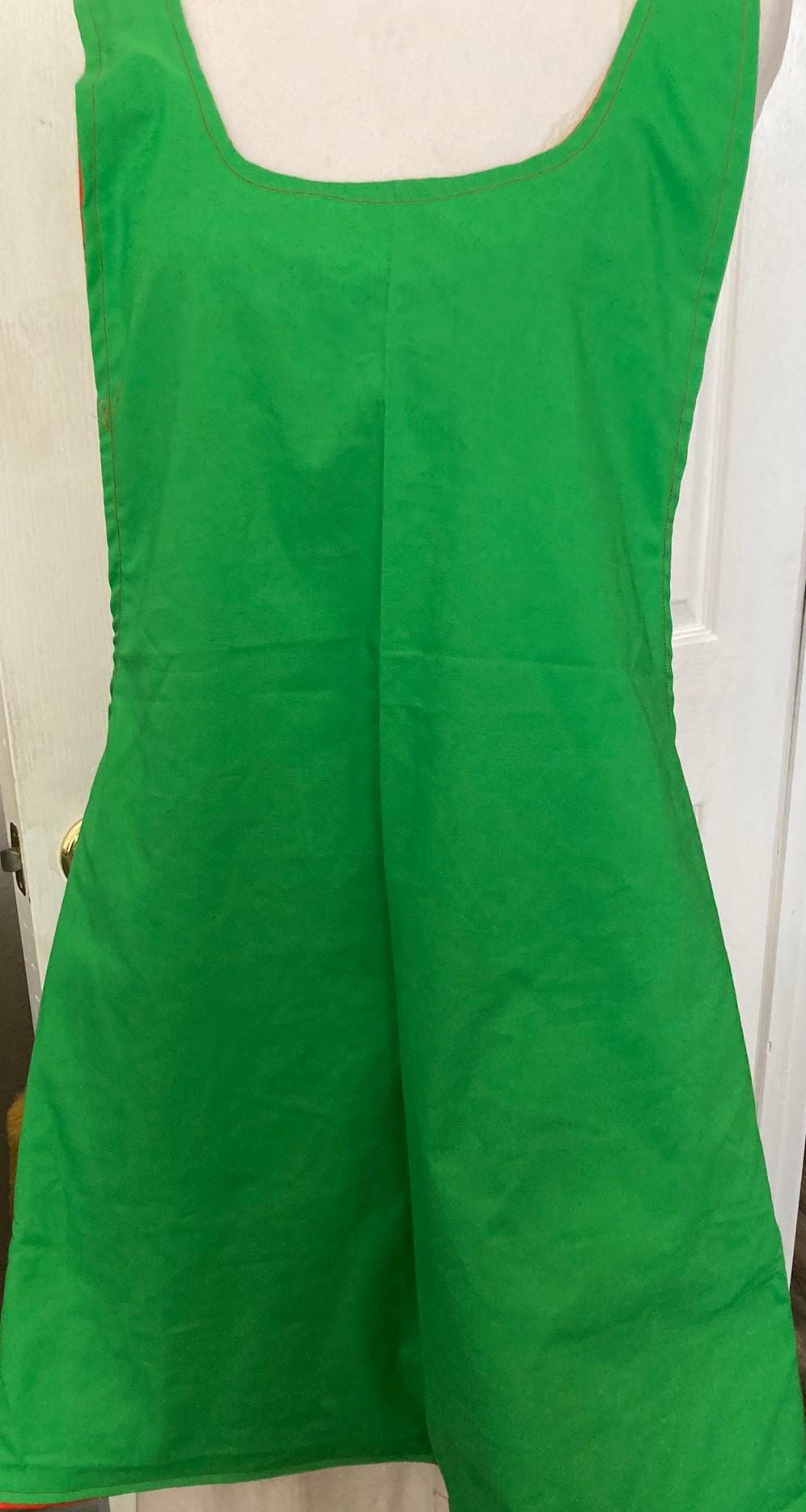 Handmade Grinch Faces apron, Merry Grinchmas, reversible cross back apron,