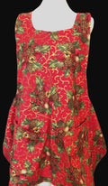 Handmade Holly Bells Christmas Apron, Glitter Reversible Cross Back, Gift for Mom