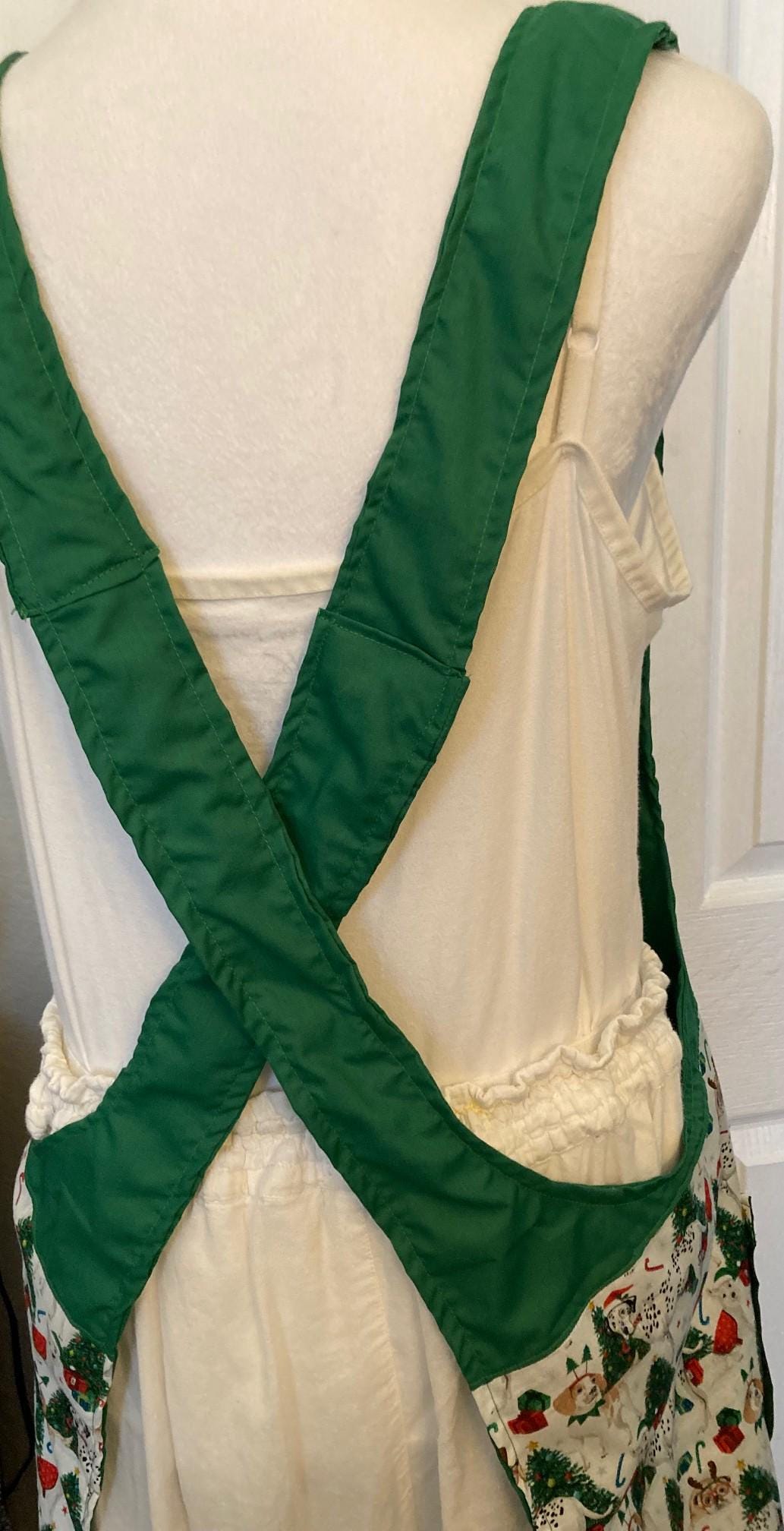 A Doggie's Christmas, handmade reversible cross back Apron, Dog Lover's Dream