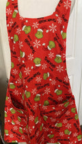 Handmade Grinch Faces apron, Merry Grinchmas, reversible cross back apron,