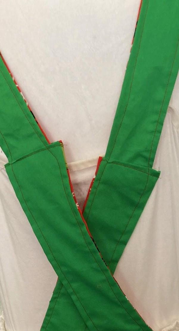 Handmade Grinch Faces apron, Merry Grinchmas, reversible cross back apron,