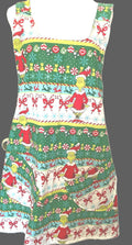 Grinch is Back, dancing candy canes, handmade Christmas apron, reversible cross back